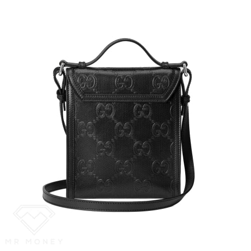 Gucci Gg Embossed Messenger Bag Black Handbags