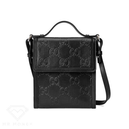 Gucci Gg Embossed Messenger Bag Black Handbags