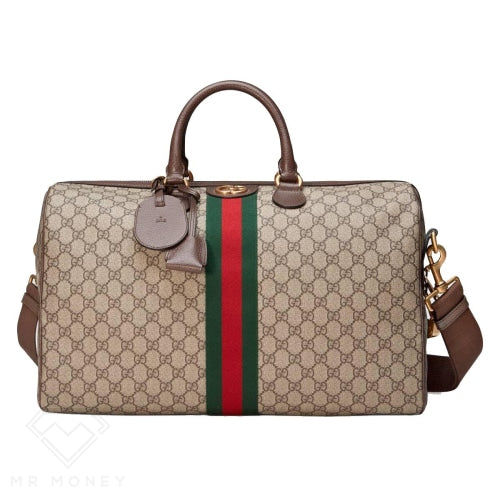 Gucci Ophidia Gg Carry-On Duffle Medium Beige/ebony Handbags