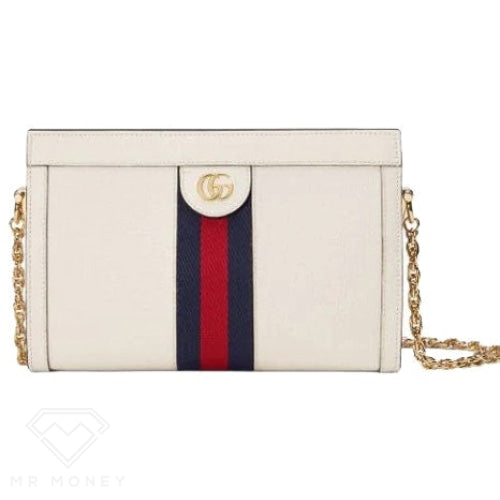 Gucci Ophidia Leather Shoulder Bag Small White Handbags