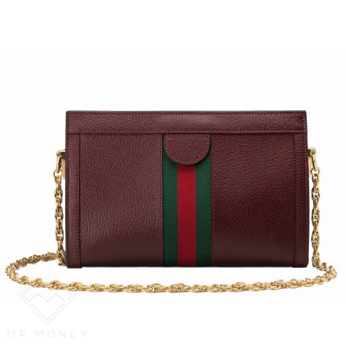 Gucci Ophidia Shoulder Bag Leather Small Burgundy Handbags