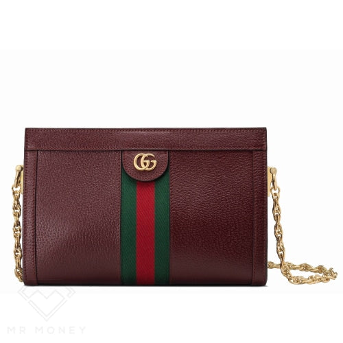 Gucci Ophidia Shoulder Bag Leather Small Burgundy Handbags