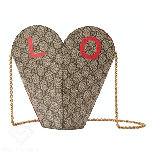 Gucci Valentines Day Heart Bag Small Gg Supreme Beige/ebony Handbags