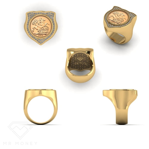 Half Sovereign Shield Ring