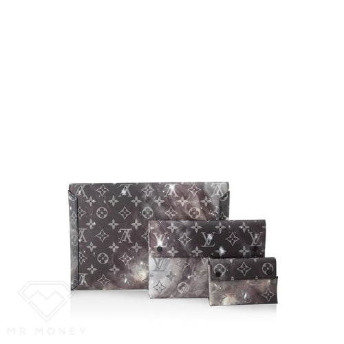 Louis Vuitton Alpha Triple Pochette Monogram Galaxy Black Multicolor Clutch Handbags