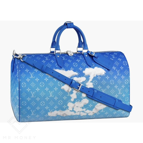 Pre-owned Louis Vuitton Keepall Bandouliere Monogram Upside Down Ink 50  Navy