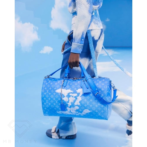 Louis Vuitton Keepall Bandouliere Clouds Monogram 50 Blue Handbags