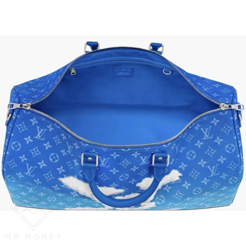 Louis Vuitton Keepall Bandouliere Clouds Monogram 50 Blue Handbags