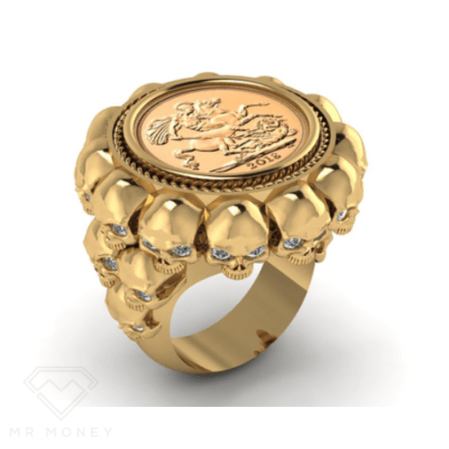 Multi Skull Half Sovereign Ring Rings
