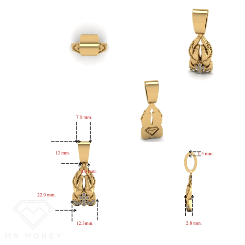 9Ct Gold Praying Hands Pendant Charms & Pendants