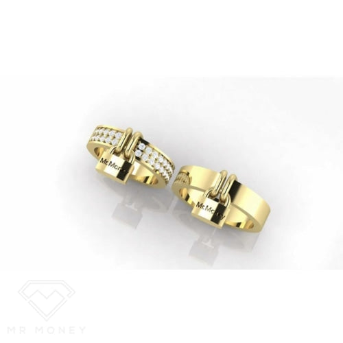 Mr Money Padlock 9Ct Yellow Gold Diamond Ring Rings