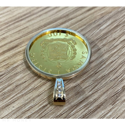 Samoan Gold Diamond Pendant $100 Coin Charms & Pendants