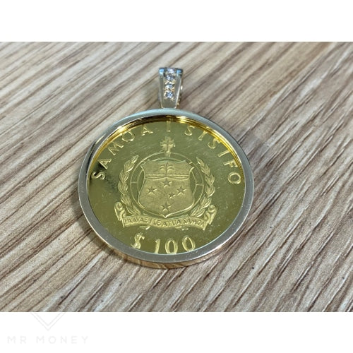 Samoan Gold Diamond Pendant $100 Coin Charms & Pendants
