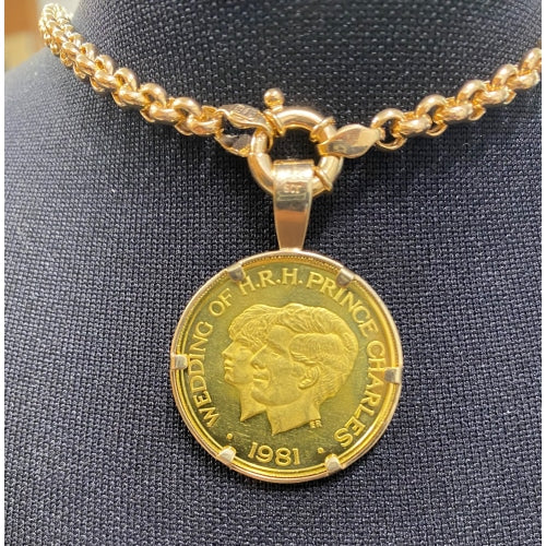 Samoan Gold Diamond Pendant $100 Coin Charms & Pendants