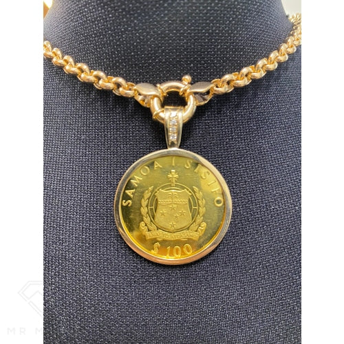 Samoan Gold Diamond Pendant $100 Coin Charms & Pendants