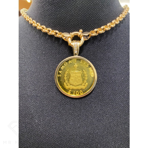 Samoan Gold Diamond Pendant $100 Coin Charms & Pendants
