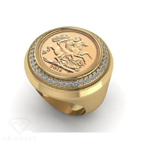 Screw Top Half Sovereign Diamond Ring With Internal Storage
