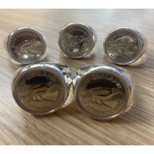 Sterling Silver Nz 6 Pence Ring Map Of New Zealand Rings