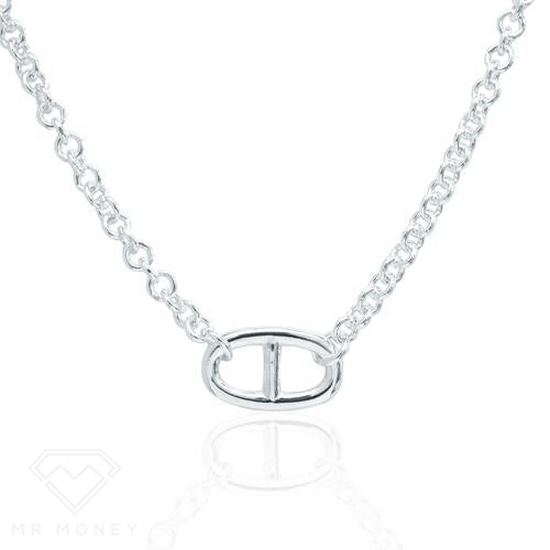 Sterling Silver Nautical Link Necklace 18 6 X 5 23Mm