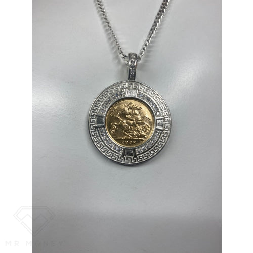 Half Sovereign Sterling Silver Pendant + Chain Combo Charms & Pendants