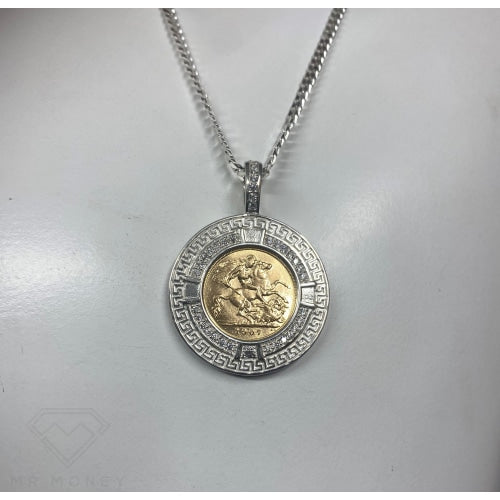 Half Sovereign Sterling Silver Pendant + Chain Combo Charms & Pendants