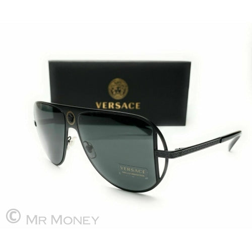 Versace Matte Black/grey Lenses Sunglasses