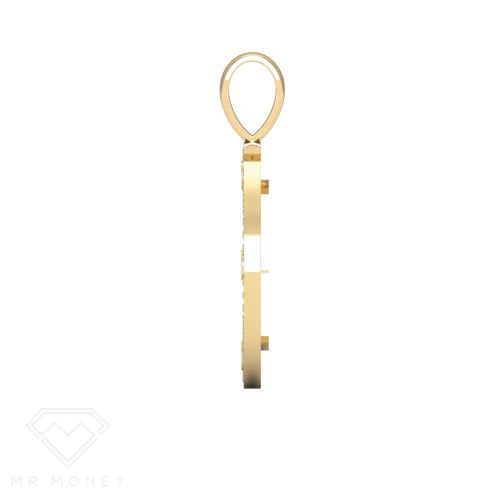 Mr Money Yellow Gold Iced Out Half Sovereign Pendant
