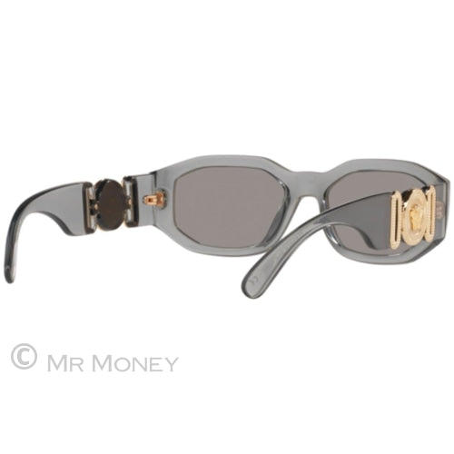 Versace Oval Medusa Temple Glasses Biggie Transparent Grey Sunglasses