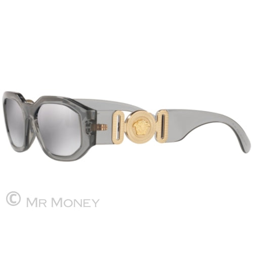 Versace Oval Medusa Temple Glasses Biggie Transparent Grey Sunglasses