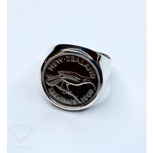 Sterling Silver Nz 6 Pence Ring Rings