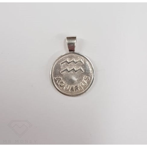 Sterling Silver Double Sided Zodiac Aquarius Pendant Charms & Pendants