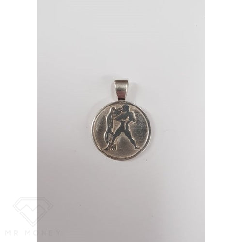 Sterling Silver Double Sided Zodiac Aquarius Pendant Charms & Pendants