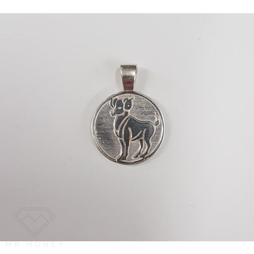 Sterling Silver Double Sided Zodiac Aries Pendant Charms & Pendants