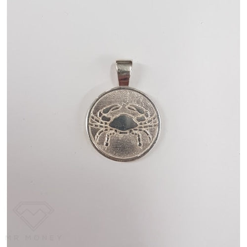 Sterling Silver Double Sided Zodiac Cancer Pendant Charms & Pendants