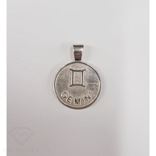 Sterling Silver Double Sided Zodiac Gemini Pendant Charms & Pendants