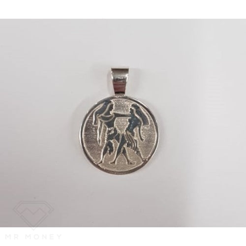 Sterling Silver Double Sided Zodiac Gemini Pendant Charms & Pendants