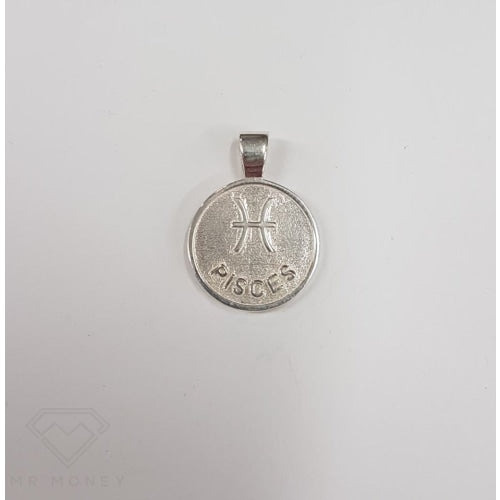 Sterling Silver Double Sided Zodiac Pisces Pendant Charms & Pendants
