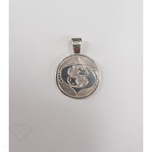 Sterling Silver Double Sided Zodiac Pisces Pendant Charms & Pendants