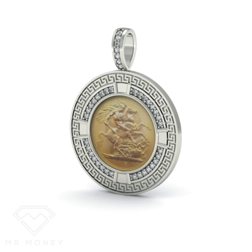 Full Sovereign Greek Key Silver Pendant + Chain Pendant