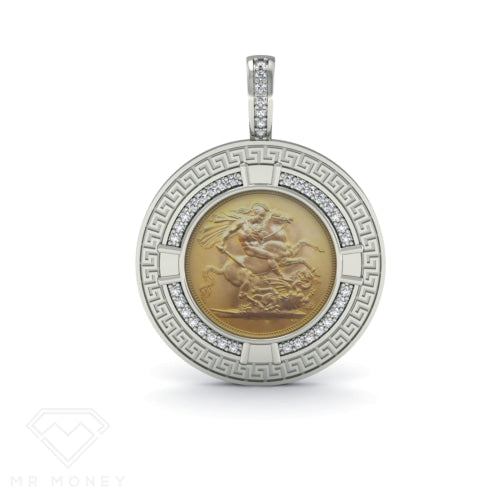 Full Sovereign Greek Key Silver Pendant + Chain Pendant