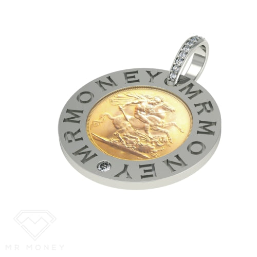 Full Sovereign Mr Money Pendant White Gold Pendant