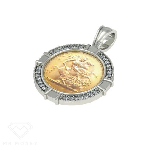Full Sovereign - Silver Pendant Cz Mount + Chain Combo Charms & Pendants