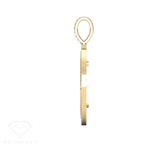 9Ct Gold Full Sovereign Diamond Greek Key Frame Pendant Pendant