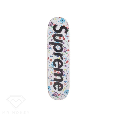 Supreme Airbrushed Floral Skateboard Deck White Framed Skate Board