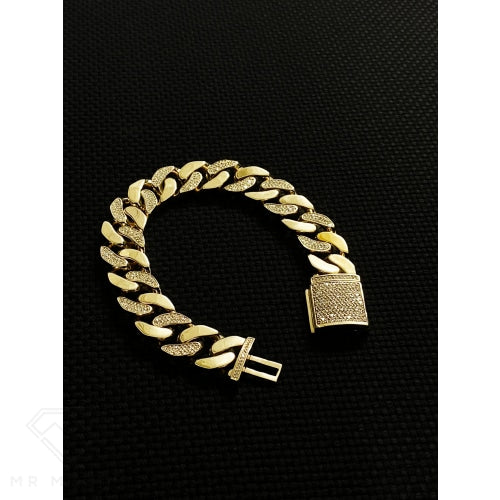 Frosted Bracelet 9Ct Gold With Diamonds Bracelets