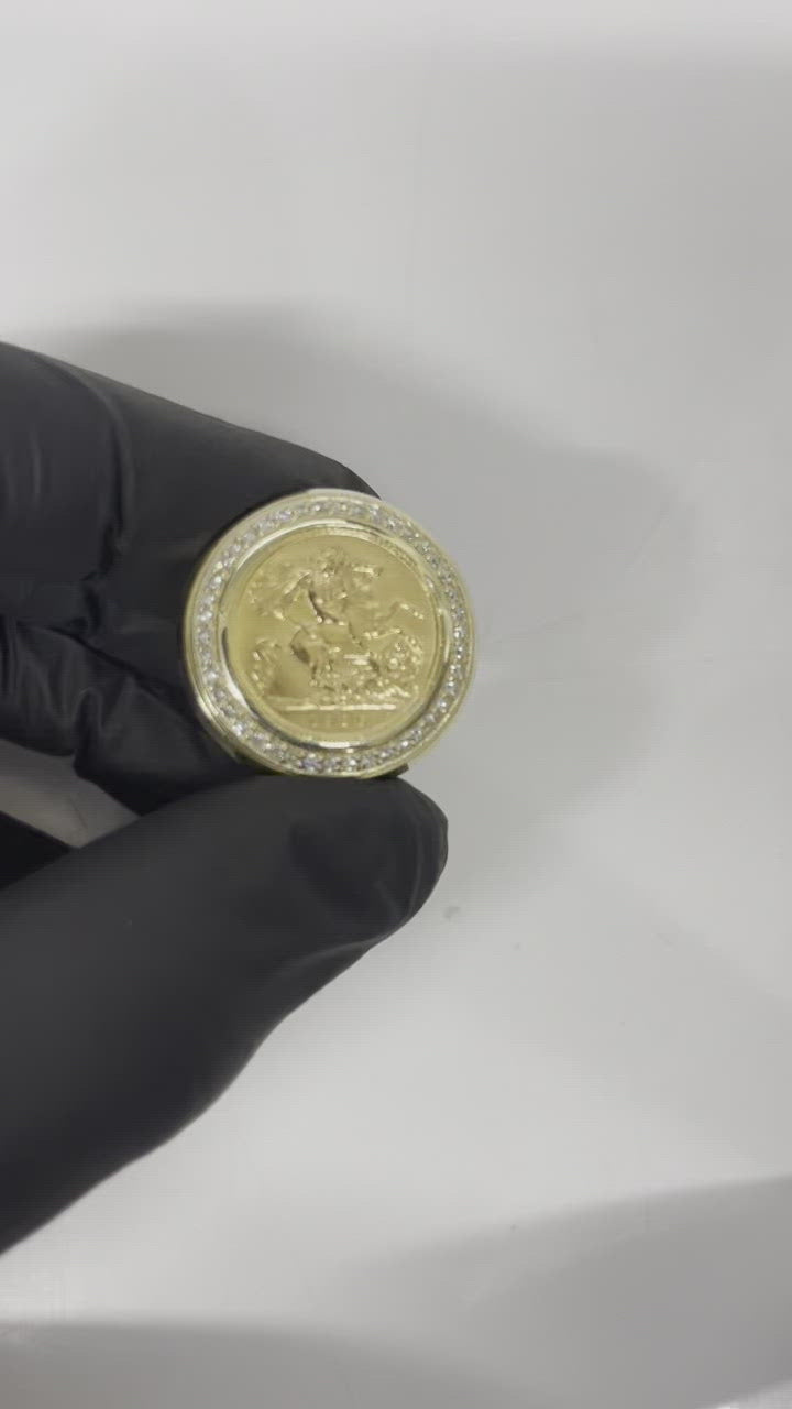 Screw Top Half  Sovereign Diamond Ring With Internal Storage