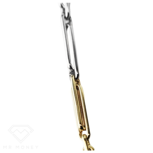 9Ct Yellow/White Gold Paper Clip Link Necklace
