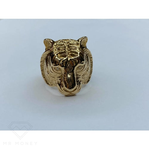 9Ct Gold Tiger Diamond Eyes Ring Ring