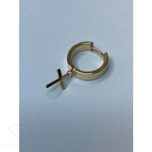9Ct Gold Huggie Cross Earrings
