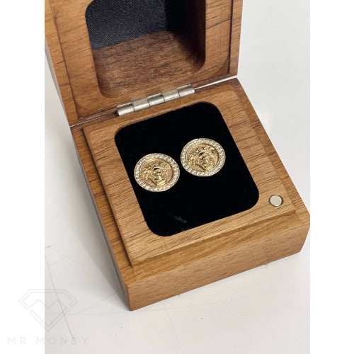 9Ct Gold Diamond Medusa Studs Earrings